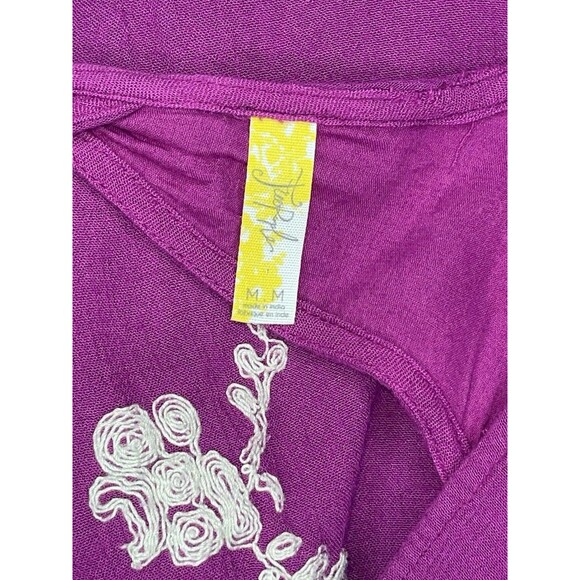 Free People Emma Austin Embroidered Tunic Dress Size MED Fuchsia Floral Boho - Picture 14 of 16